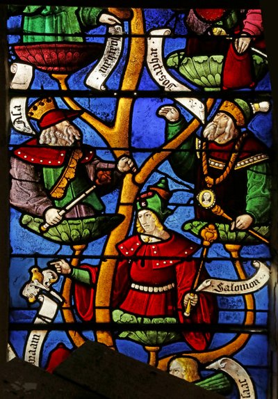 Fenster mit Darstellung des Jessebaums: Josaphat, Salomo, Joachim von French School